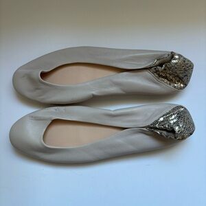 AGL beige Leather Round Toe Ballet Flat Sz 37/US 7